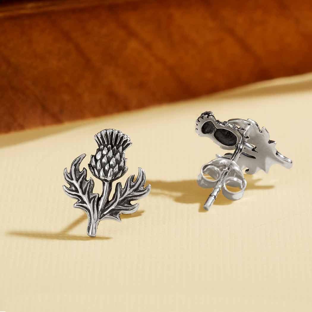 Dimensional Thistle Stud Earrings - Image 3