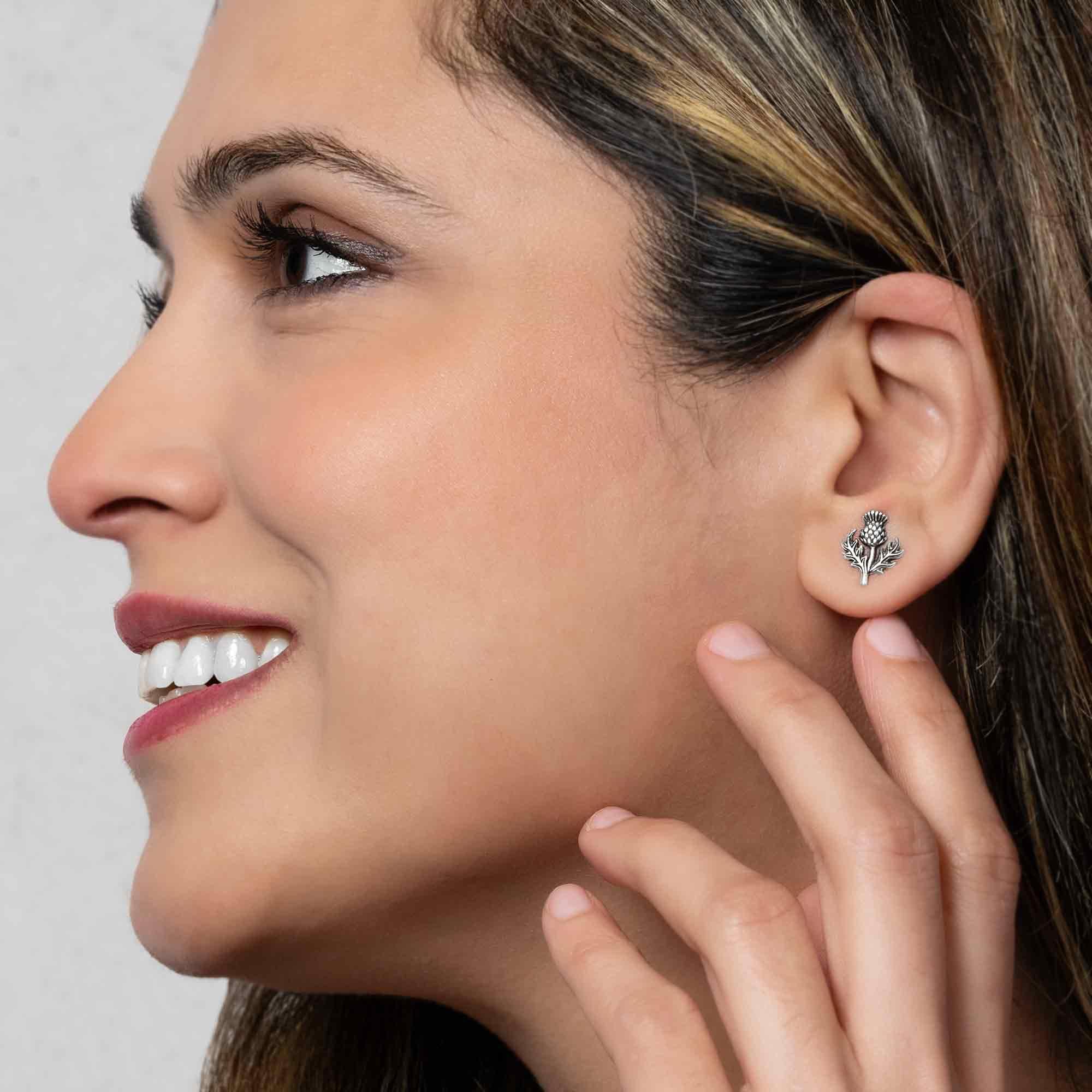 Dimensional Thistle Stud Earrings - Image 4
