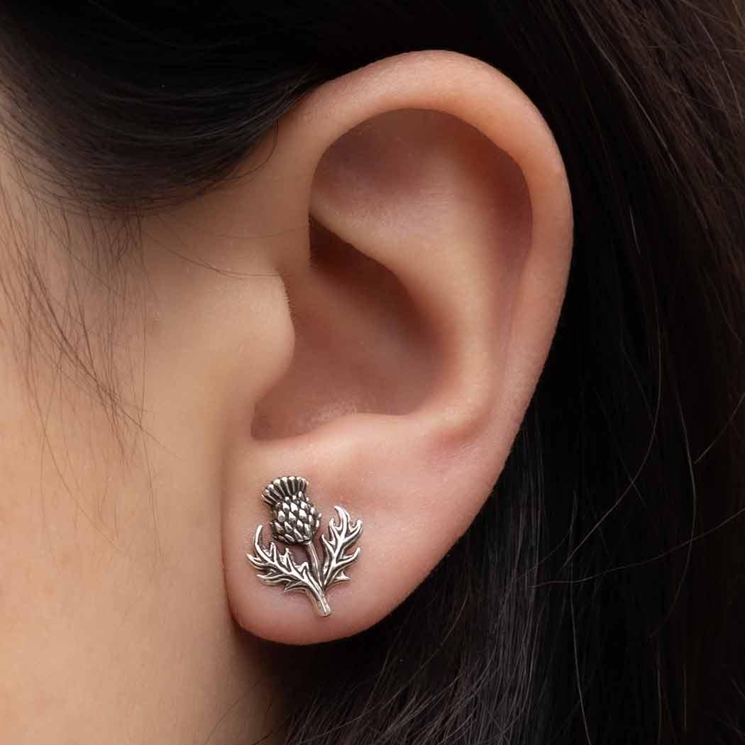 Dimensional Thistle Stud Earrings - Image 5