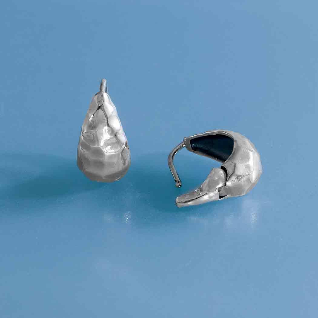 Hammered Teardrop Huggie Hoops - Image 3