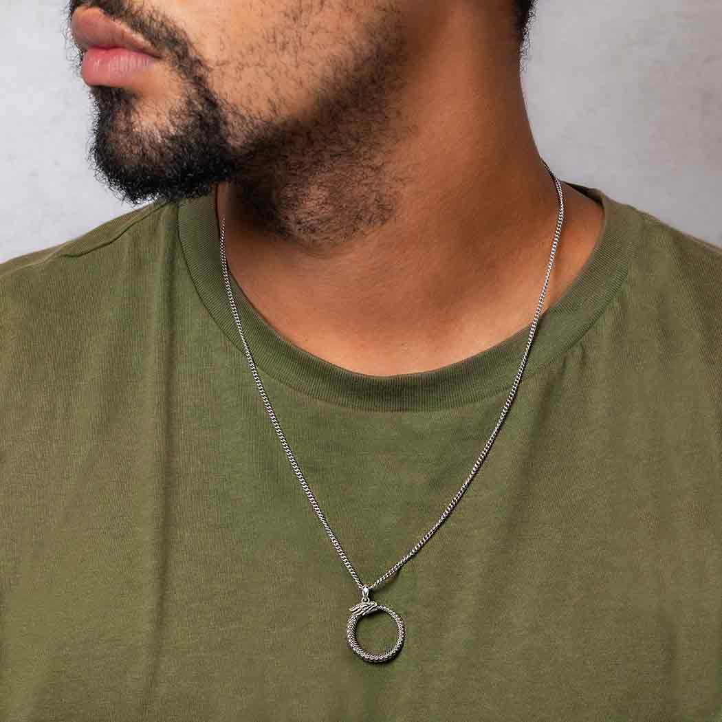 Men's Necklace  Dragon Ouroboros 22 Inch - Image 3