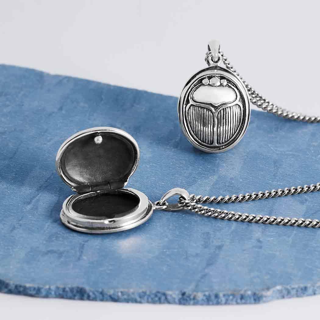Men's Necklace  Scarab Locket 22 Inch - Image 3