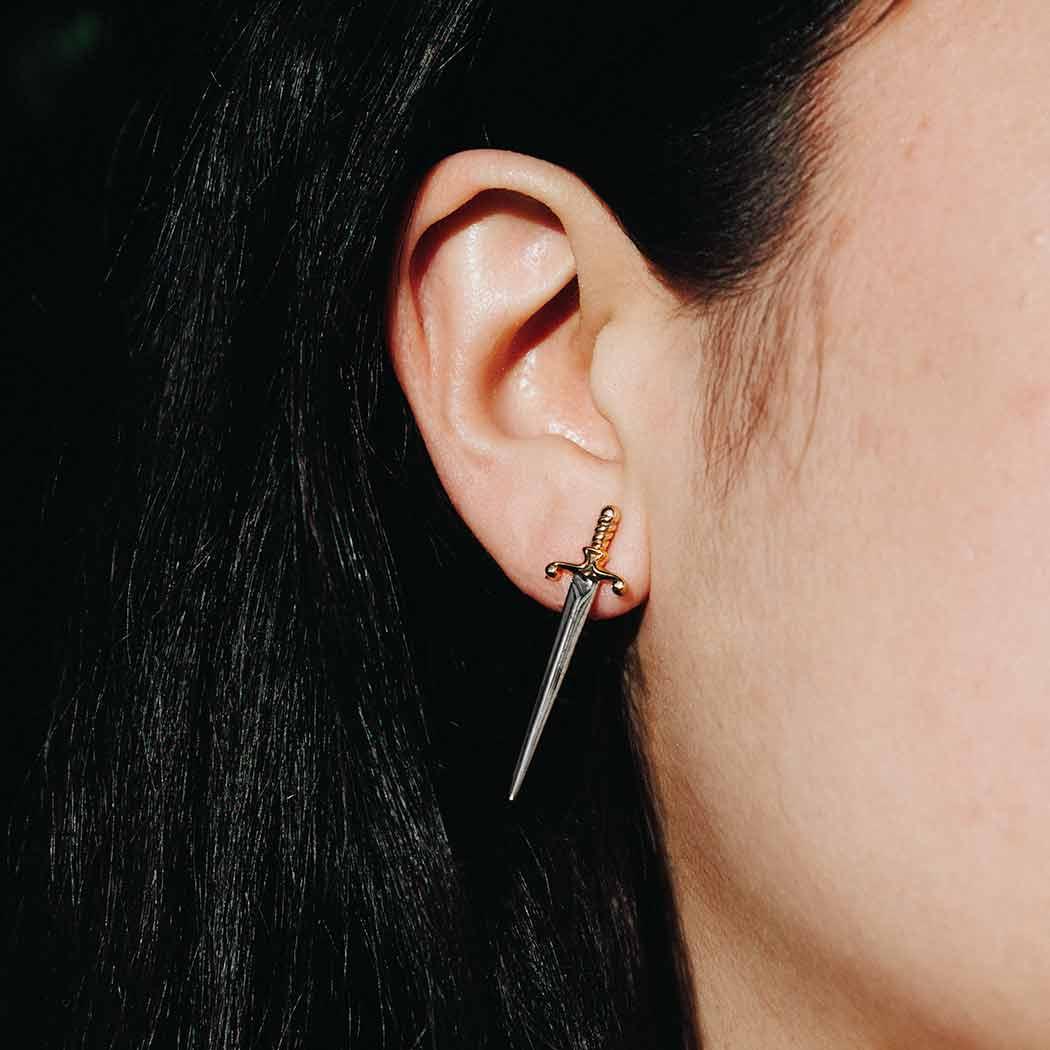 Large Sword Stud Earrings - Image 4