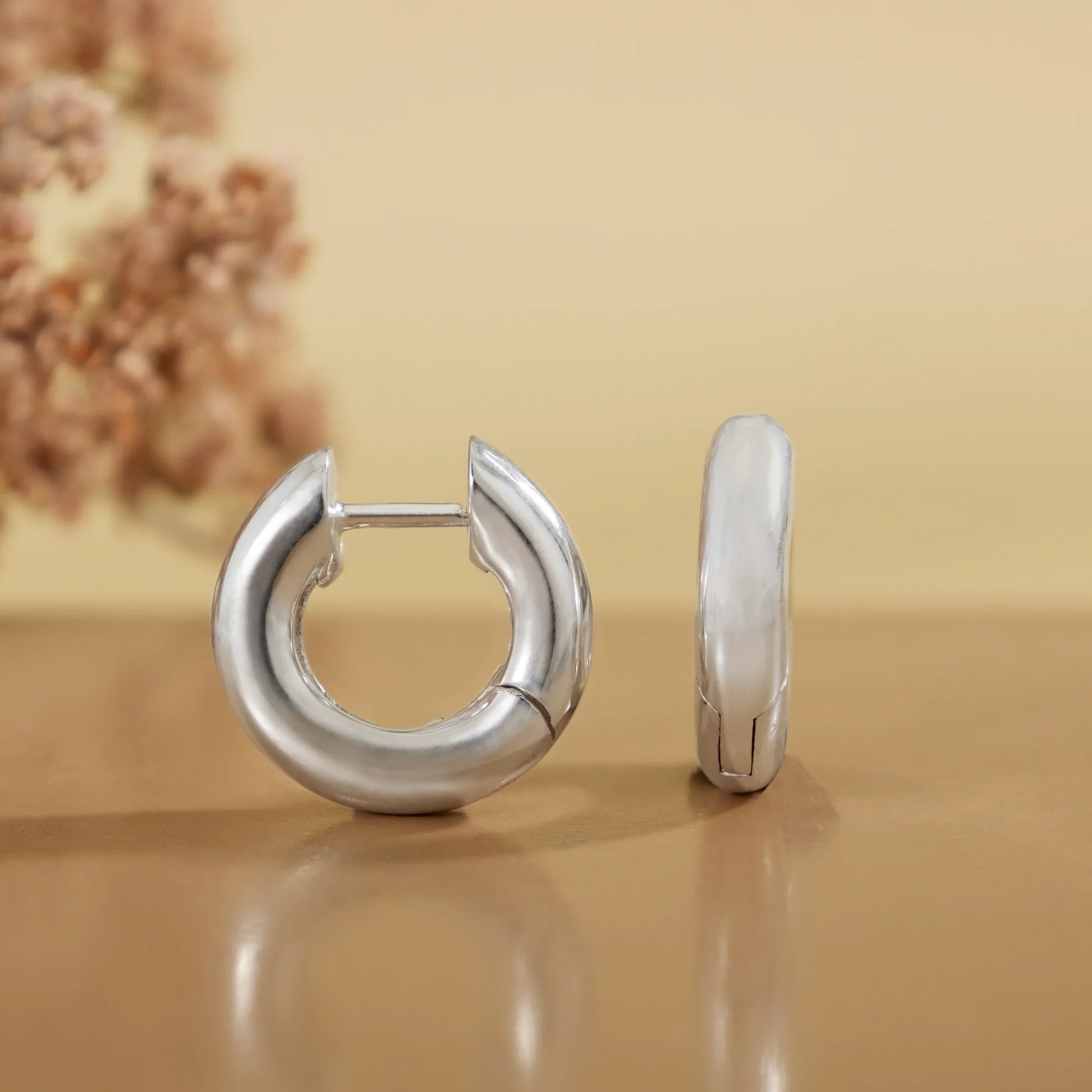 Thick Round Huggie Hoops - Image 3