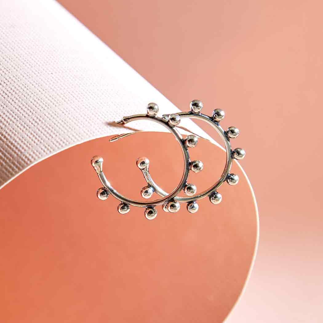 Hoop Stud Earrings with Granulation - Image 3
