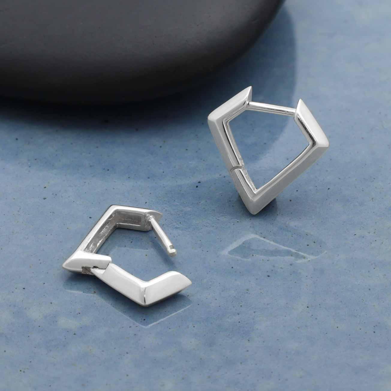 Diamond Shaped Huggie Hoops - Image 3