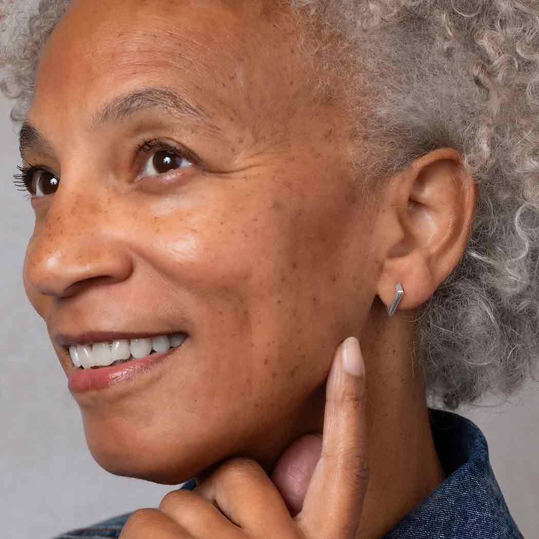 Diamond Shaped Huggie Hoops - Image 4