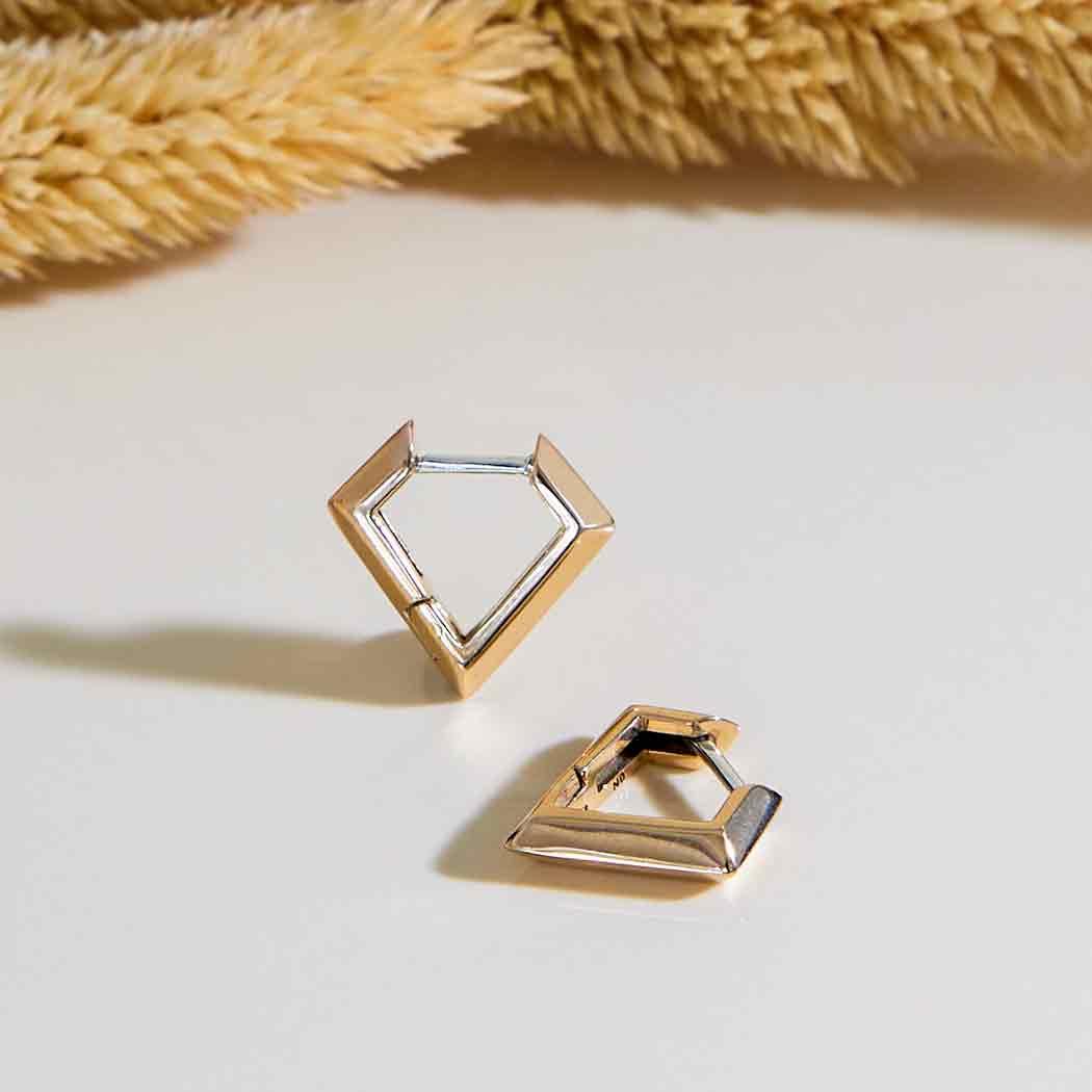 Diamond Shaped Huggie Hoops - Image 5