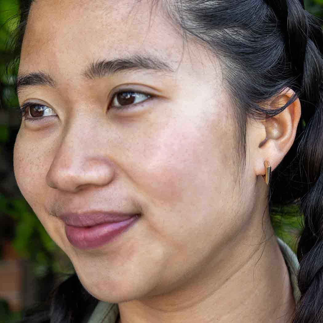 Diamond Shaped Huggie Hoops - Image 6