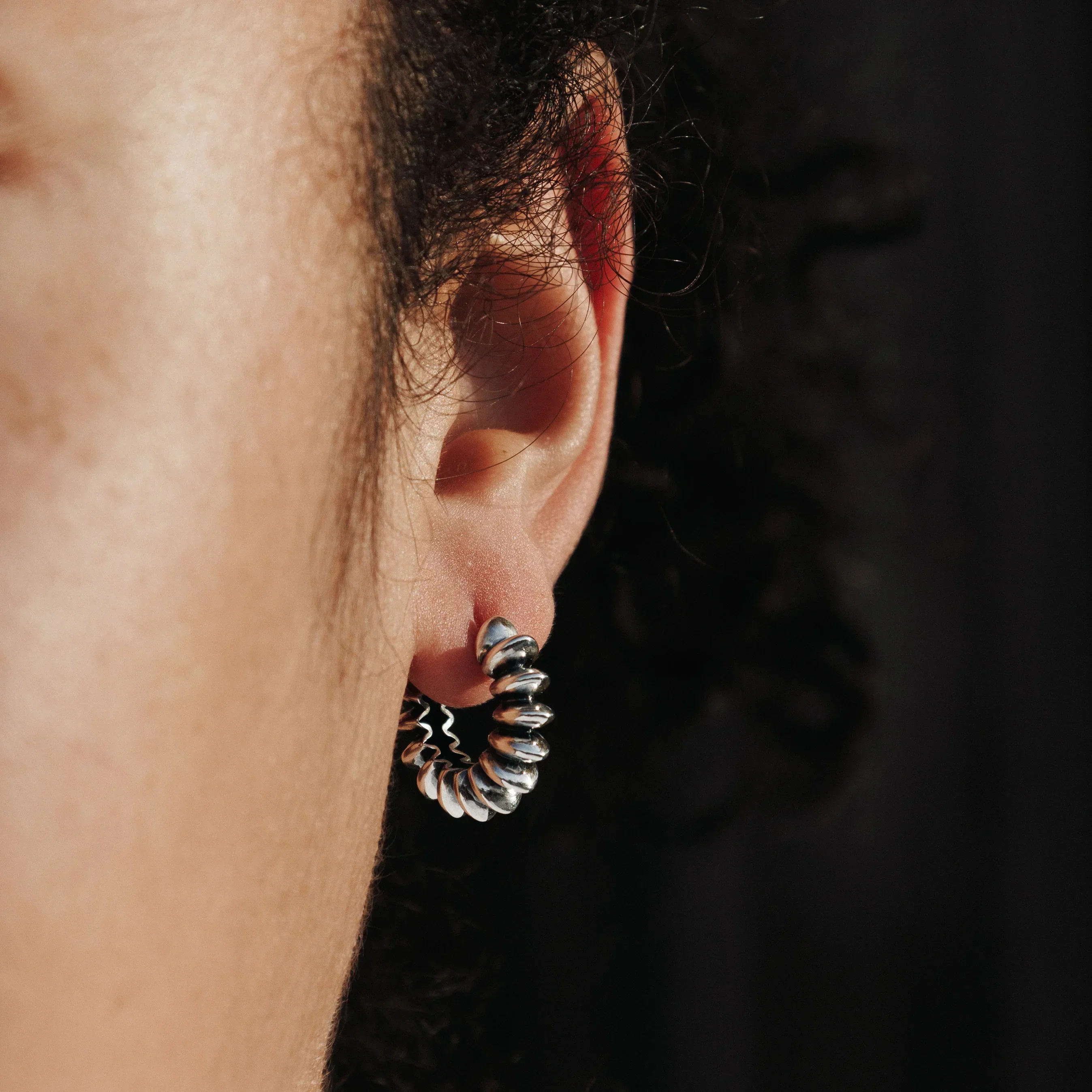 Ridged Huggie Hoops - Image 4