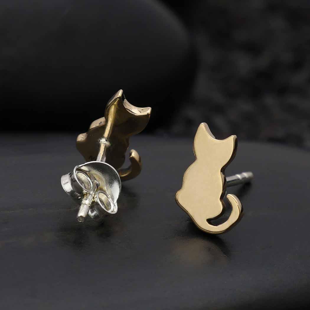Tiny Cat Stud Earrings - Image 3