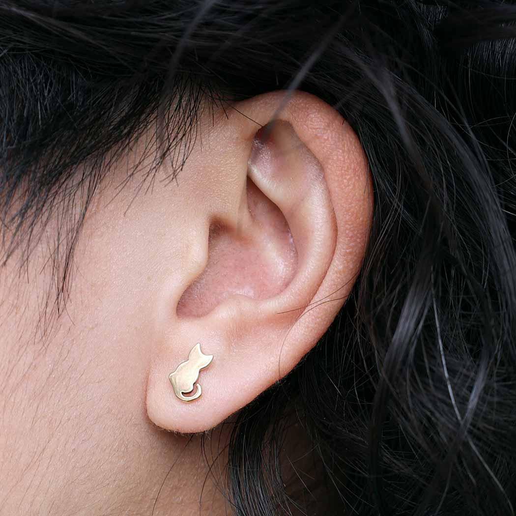 Tiny Cat Stud Earrings - Image 4