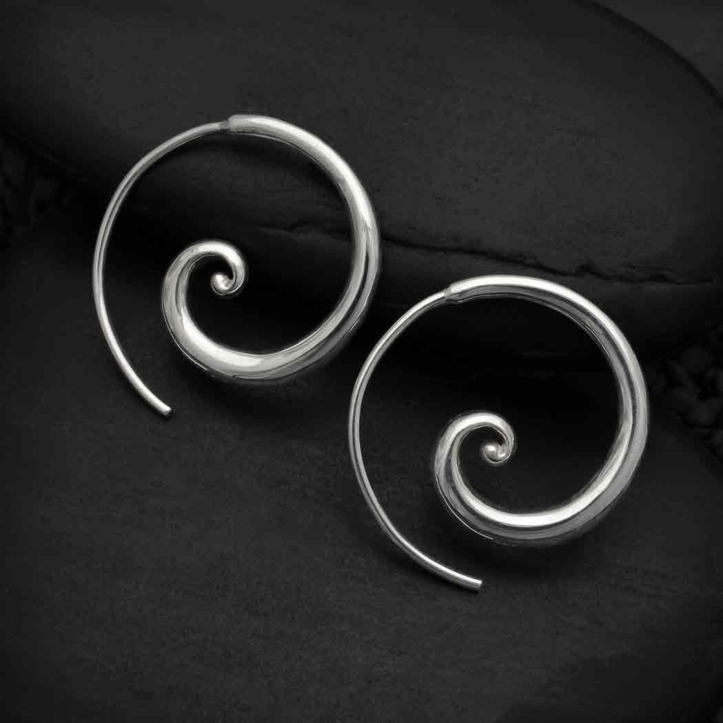 Tapered Swirl Hoop Earrings - Image 5