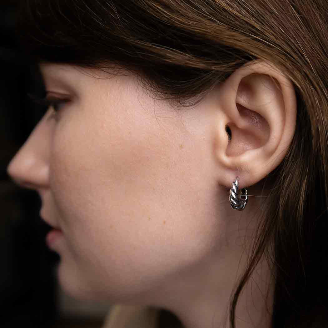 Twisted Teardrop Huggie Hoops - Image 4